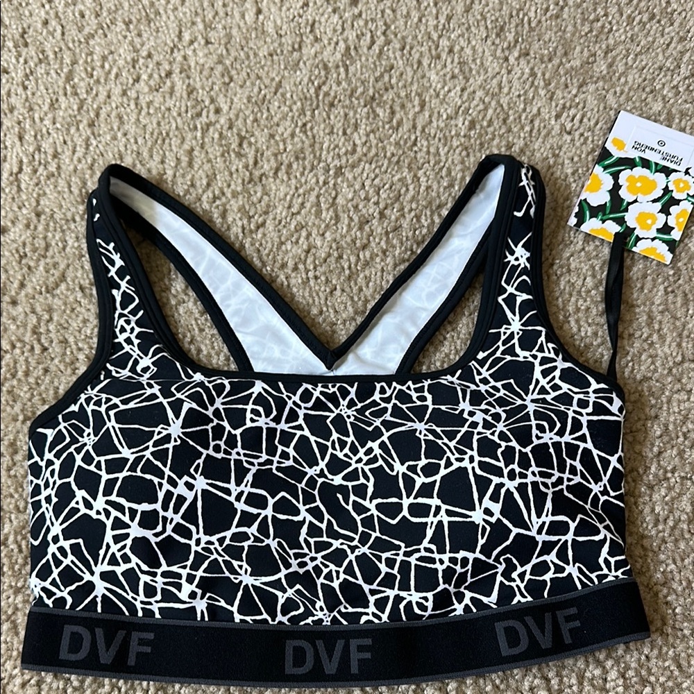 Diane Von Furstenberg Black and White Sleeveless Crop Top